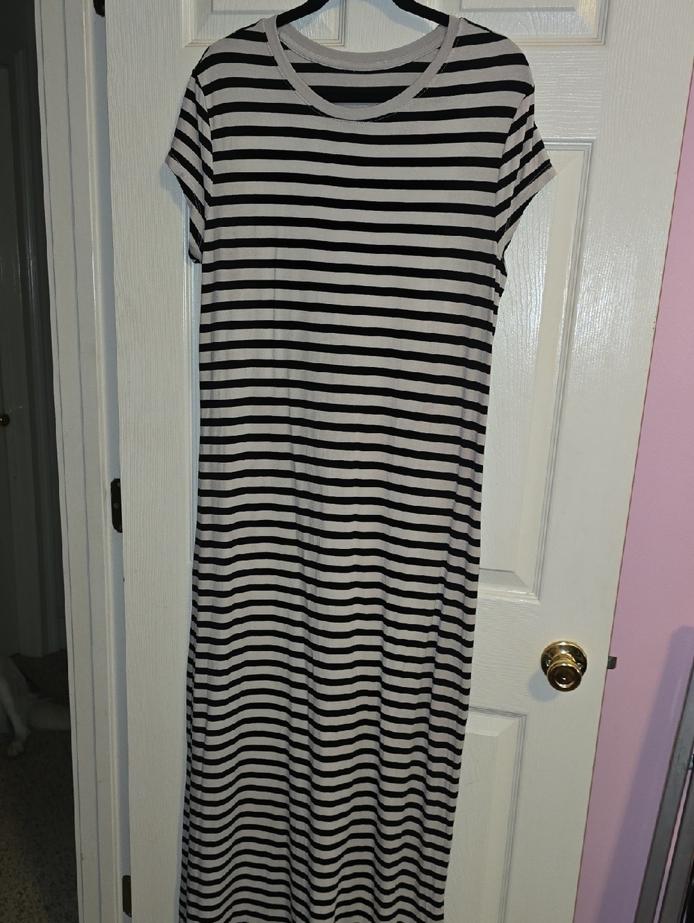 a‎ new day Black and White Striped Maxi Dress
